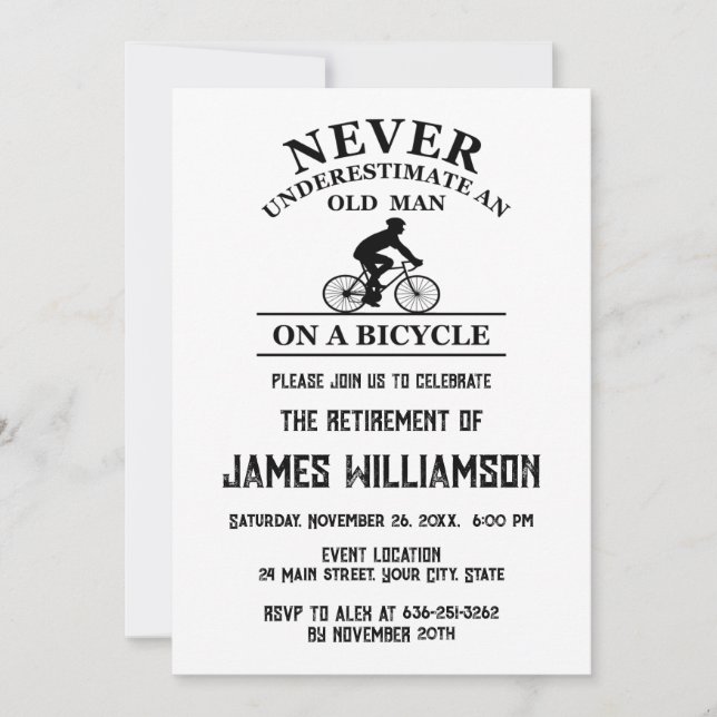 Cycling retired retirement party invitation (Front)