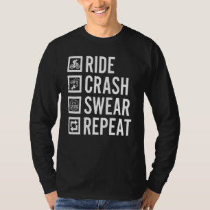 Cycling Ride Crash Swear Repeat Humour Bicycle T-Shirt