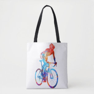 Cycling Road Bicycle Watercolor Painting Tote Bag