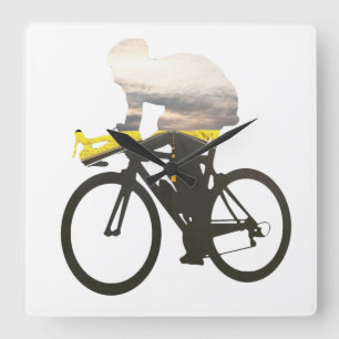 Cycling road cyclists 01 square wall clock