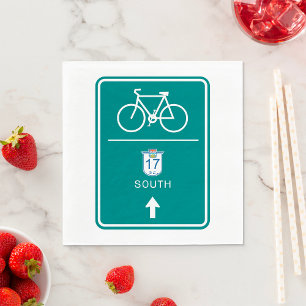 Cycling Route 17 BC South Road Sign Napkin