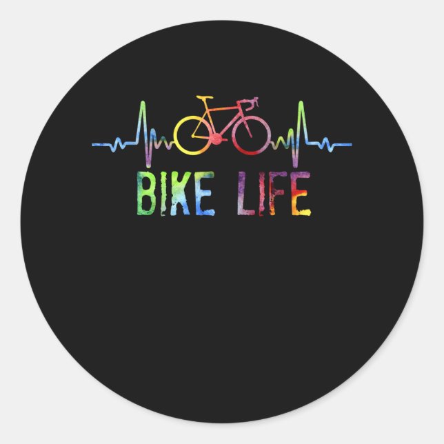 cycling shirt colourful graphic Tee Classic Round Sticker (Front)
