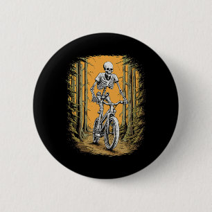 Cycling Skeleton Mountain Bike Cyclist Skeleton Ha 2 Inch Round Button