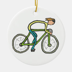 Cycling Stickman Ceramic Ornament