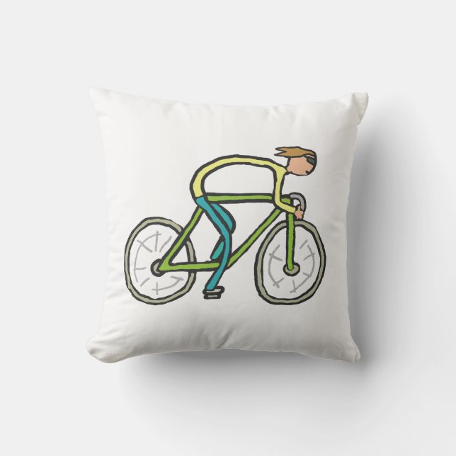 Cycling Stickman Throw Pillow (Front)
