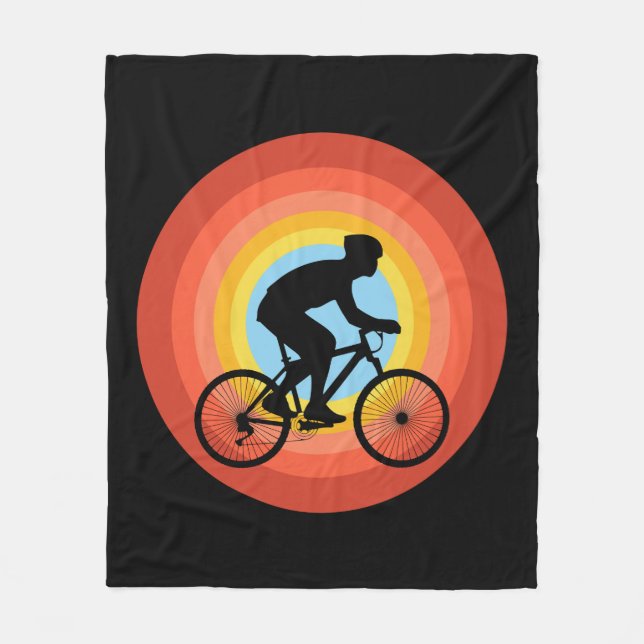 CYCLING SUNSET VINTAGE  FLEECE BLANKET (Front)