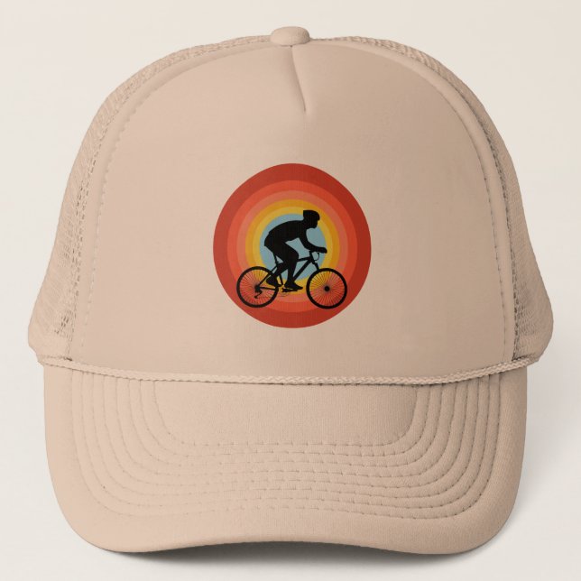 CYCLING SUNSET VINTAGE  TRUCKER HAT (Front)