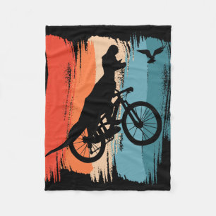 Cycling T-rex Dinosaur Mountain Biking Dino Riding Fleece Blanket