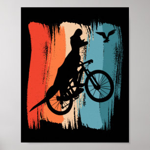 Cycling T-rex Dinosaur Mountain Biking Dino Riding Poster