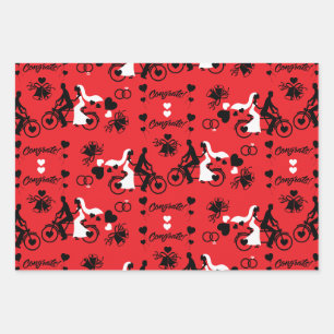 Cycling Tandem Romantic Wedding And Engagement Wrapping Paper Sheet