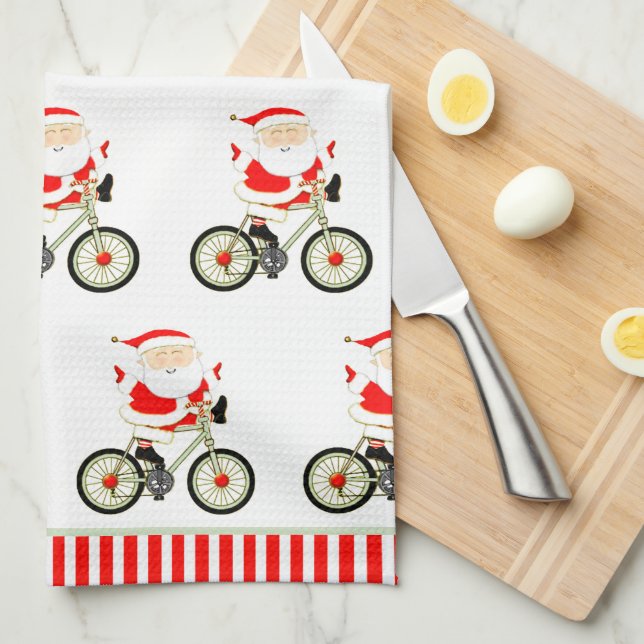 Cycling-themed Christmas Kitchen Towel (Quarter Fold)
