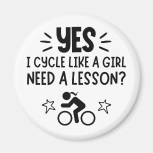 Cycling: Yes I play like a girl, Need a lesson? Magnet