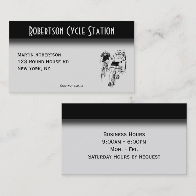 Cyclisme double côté avec Carte de visite Heures (Devant / Derrière)