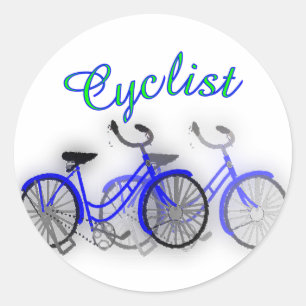 Cyclist (1950 Bicycle) Watercolor drawing Design Classic Round Sticker