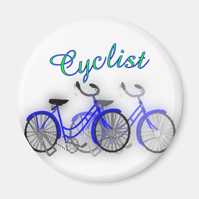 Cyclist (1950 Bicycle) Watercolor drawing Design Magnet (Front)