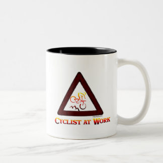 cyclist at work Two-Tone coffee mug