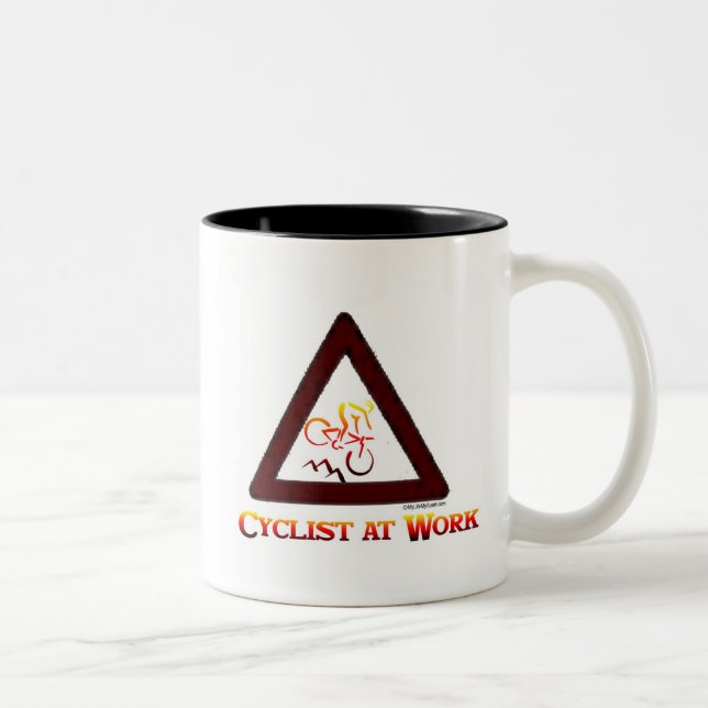 cyclist at work Two-Tone coffee mug (Right)