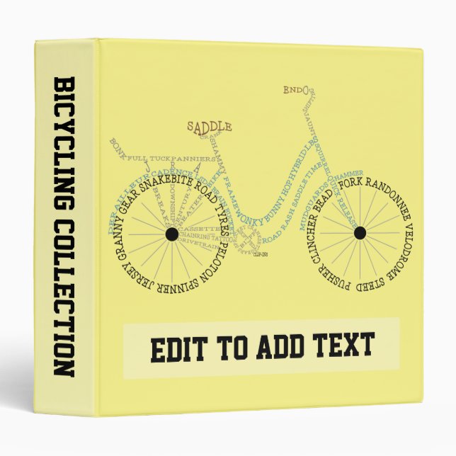 Cyclist Bicycling Bike Cycling Word Art Binder (Front/Spine)