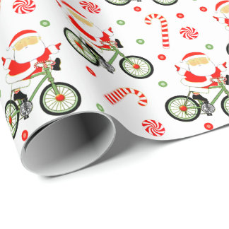Cyclist Biking Christmas Gift Wrapping Paper