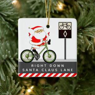 Cyclist Biking Holiday Gift Ceramic Ornament