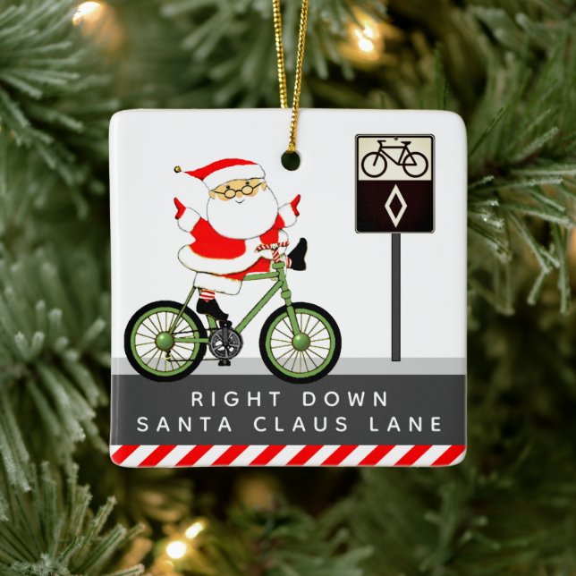 Cyclist Biking Holiday Gift Ceramic Ornament (Tree)