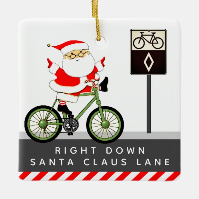 Cyclist Biking Holiday Gift Ceramic Ornament (Front)