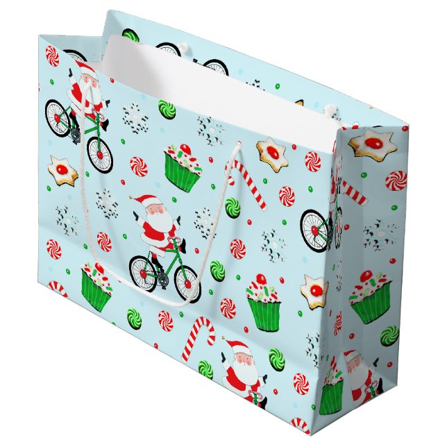 Cyclist Biking Holiday Large Gift Bag (Front Angled)
