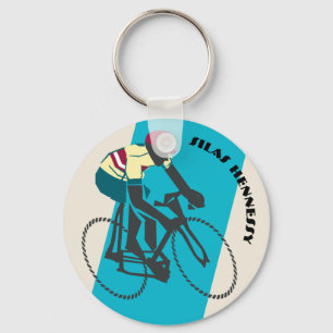 Cyclist (Blue) Keychain