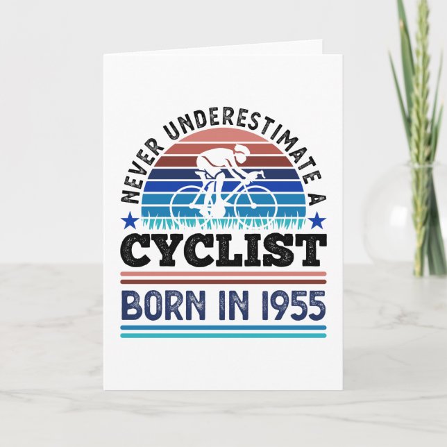 Cyclist born in 1955 70th Birthday Gifts Cycling Card (Front)