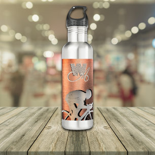 Cyclist - Brushed steel imitation - Silver&pink 710 Ml Water Bottle