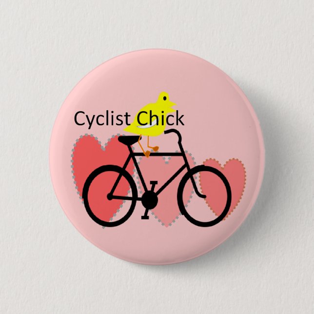 cyclist CHICK--Biking, Bicycle Enthusiast Gifts 2 Inch Round Button (Front)