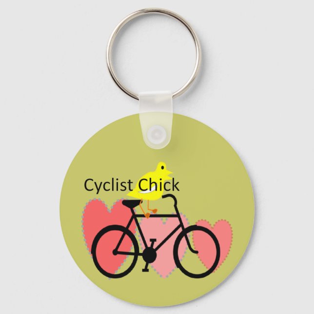 cyclist CHICK--Biking, Bicycle Enthusiast Gifts Keychain (Front)