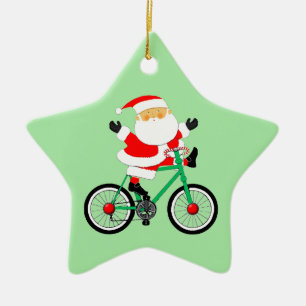 Cyclist Christmas Biking Ceramic Ornament