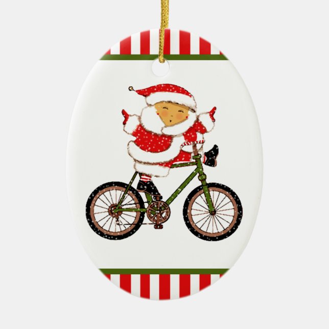 Cyclist Christmas Collectable Ceramic Ornament (Front)