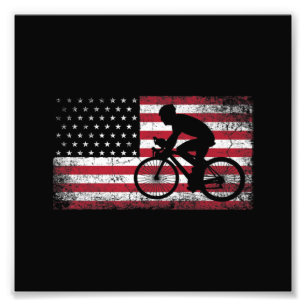 Cyclist Cycling Bicycle American Flag 4th of July Photo Print