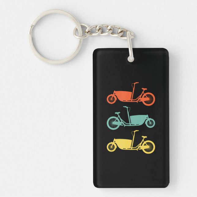 Cyclist Cycling Electric Cargo Bike Keychain (Front)