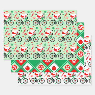 Cyclist Cycling Holiday Gift Wrapping Paper Sheet