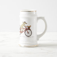 Cyclist Dog with Squirrel Friend - Cute Animal Art