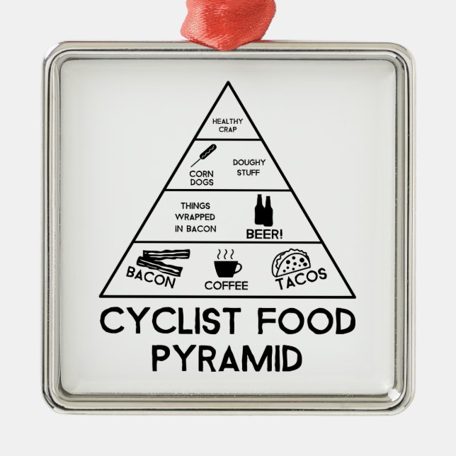 Cyclist Food Pyramid Metal Ornament (Front)