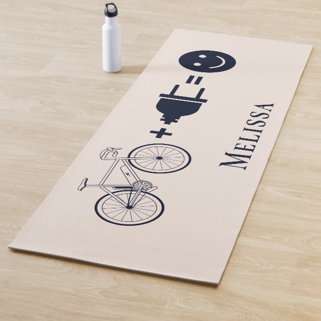 Cyclist Gag E Bike Makes Me Happy Yoga Mat (In Situ)
