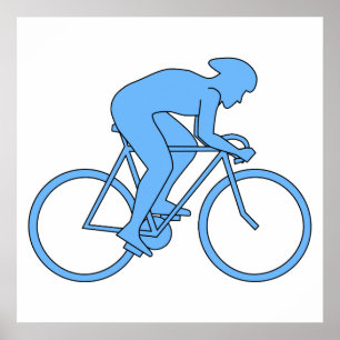 Cyclist in a Race. Blue. Poster