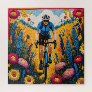 Cyclist in Bloom Jigsaw Puzzle