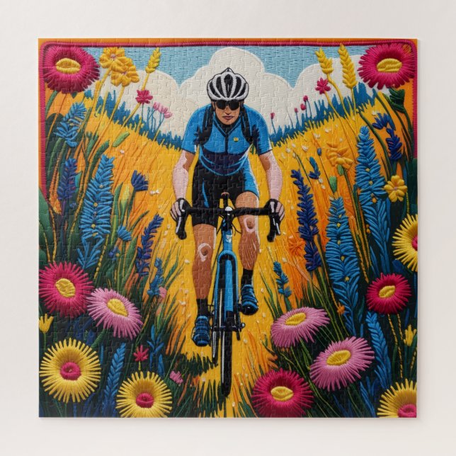 Cyclist in Bloom Jigsaw Puzzle (Vertical)