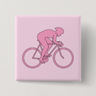 Cyclist in Pink 2 Inch Square Button