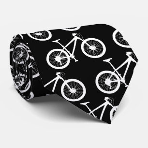 Cyclist Monochrome Black and White Bikes Patterned Tie