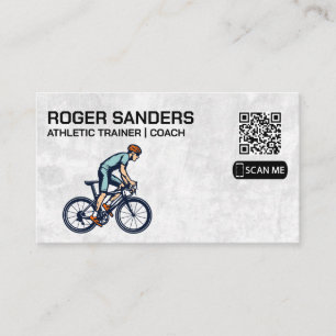 Cyclist on Bike QR Business Card