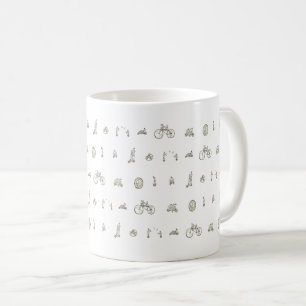 Cyclist on Funny Bicycles Line Drawing Art humor Coffee Mug