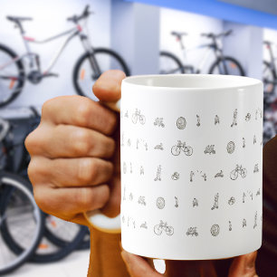 Cyclist on Funny Bicycles Line Drawing Art humour Coffee Mug