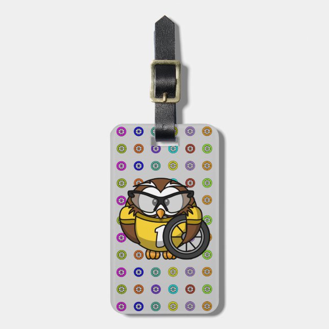 cyclist owl luggage tag (Front Vertical)