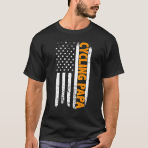 Cyclist Papa American Flag Father's Day Men's T-Shirt